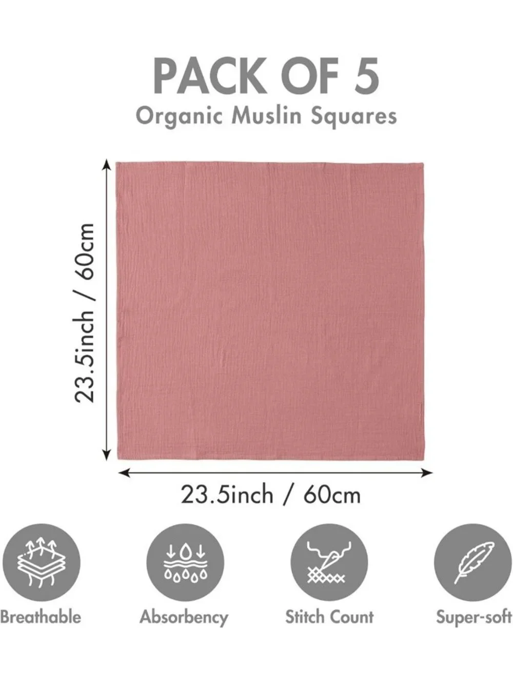 Soft Muslin Receiving Blankets 5 Pack | Breathable Swaddle Wraps for Newborns